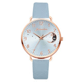 Women Watch Moon Numbers Dial Bracelet Watches Set Ladies Leather Band Quartz Wristwatch Women Female Clock Relogio Mujer Hot