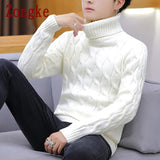 Zongke White Turtleneck Men Clothes Winter Sweater Men Coats Solid Striped Pullover Mens Turtleneck M-2XL 2022 Spring New