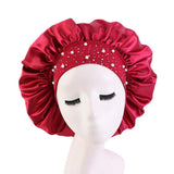 1Pcs Night Cap Skin-friendly Breathable Fabric Rhinestone Women Sleeping Hat for Travel Thick Shower Cap Bathroom Accessories