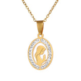 Religious Catholic church Amulet Necklace Stainless Steel Virgin Mary Pendant Necklace with women gold/Steel color jewelry