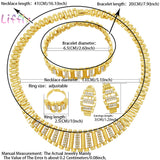 Liffly New Dubai Gold Jewelry Sets for Women Indian Jewelry African Wedding Bridal Gift Necklace Bracelet Earrings set Wholesale