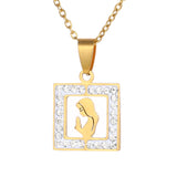 Religious Catholic church Amulet Necklace Stainless Steel Virgin Mary Pendant Necklace with women gold/Steel color jewelry