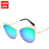 LeonLion  Fashion Cat Eye Sunglasses Women Vintage Metal  Luxury Glasses for Women Mirror Retro Oculos De Sol Feminino