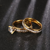 Gold wedding rings Stainless Steel Engagement Ring for Women with CZ