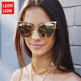 LeonLion  Fashion Cat Eye Sunglasses Women Vintage Metal  Luxury Glasses for Women Mirror Retro Oculos De Sol Feminino