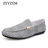 ZYYZYM Men Casual Shoes,  Spring Summer Men Loafers New Slip On Light Canvas Youth Men Shoes Breathable Fashion Flat Footwear