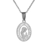 Religious Catholic church Amulet Necklace Stainless Steel Virgin Mary Pendant Necklace with women gold/Steel color jewelry