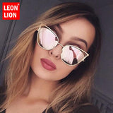 LeonLion  Fashion Cat Eye Sunglasses Women Vintage Metal  Luxury Glasses for Women Mirror Retro Oculos De Sol Feminino