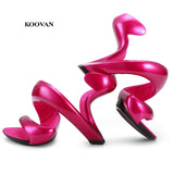 Koovan Women Shoes, Summer New Fashion Bottomless Snake Women Heels Platform Sandals Shoes Women Wedding Shoes Women Pumps