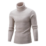 Autumn and Winter Men&#39;s Warm Sweater Long Sleeve Turtleneck Sweater Retro Knitted Sweater Pullover Sweater