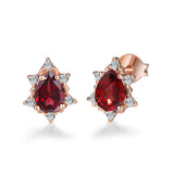 Elegant S925 Fine Bridal Jewelry Natural Garnet Gem Stone Earrings EI060-M