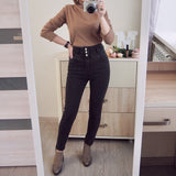 Pencil Jeans Women Vintage High Waist Skinny Denim Pants Jeans Stretch Jeans Boyfriend Mom Jeans Black Grey