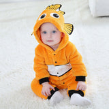 Fish Onesie Cosplay Costume Baby Lovely Kigurumis Jumpsuit  Yellow Fish Suit  Winter Warm Pajamas Child Funny Halloween Gift