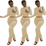 New Design Solid Color Women Hoodies 2 Piece Jogger Sweatsuit Set