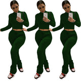 New Design Solid Color Women Hoodies 2 Piece Jogger Sweatsuit Set