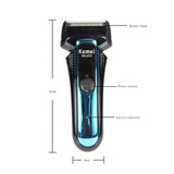 Kemei KM-2023 Profession  Men'S  Electric Bread Razor 2 Blades Cordless  Shaver Male Rechargeable Beard Trimmer Portable