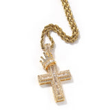 New Bling cz Crown Cross Pendant Necklace Zirconia Hip Hop Style  Jewelries