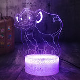 Cartoon Illusion Lamp Boy Room Decoration The King Lion Cute Simba  Crack Base 7 Colors Change USB Touch 3D LED Lamp Night Light