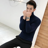 2022 Winter New Men&#39;s Turtleneck Sweaters Black Sexy Brand Knitted Pullovers Men Solid Color Casual Male Sweater Autumn Knitwear