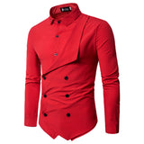 High quality design sense of men's suit Formal Plus Size shirts Fashion European double breasted Slim Long Sleeve Men's Shirts