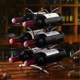 European style 6 Bottle Wine Rack Metal Freestanding Kitchen Storage Stand Wine Cabinet Grape Wine Shelf Display Bar