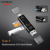 5 in 1 Multifunction USB 3.0 Type C USB Micro USB SD Tf Memory Card Reader OTG Card Reader Adapter Mobile Phone PC Accessories