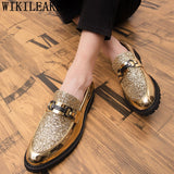 Luxury Shoes Coiffeur Party Shoes Men Formal Slip Dress Glitter Designer Shoes Men Classic Gold Italian Dress Chaussure Homme