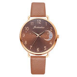 Women Watch Moon Numbers Dial Bracelet Watches Set Ladies Leather Band Quartz Wristwatch Women Female Clock Relogio Mujer Hot