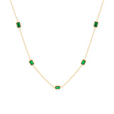 trendy 316l stainless steel jewelry 18k gold plated emerald cubic zirconia choker necklace