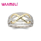 925 Sterling Silver Infinity Love Ring  Shining Cubic Zircon Bowknot Letter 8 Eternity Promise Jewelry for Woman Girlfriend