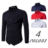 High quality design sense of men's suit Formal Plus Size shirts Fashion European double breasted Slim Long Sleeve Men's Shirts