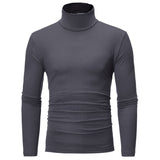 turtleneck for men Solid colour slim elastic thin pullover men Spring Autumn turtleneck men knitting brand long sleeve T-shirt