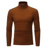 turtleneck for men Solid colour slim elastic thin pullover men Spring Autumn turtleneck men knitting brand long sleeve T-shirt