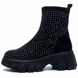 Women's Winter Boots Rhinestone Women Platform Boot, Fashion Stretch Warm boots