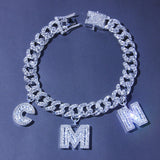 ICY MIAMI BAGUETTE CUSTOM LETTER CHARM NECKLACE BRACELET ANKLET 12mm cuban chain iced out women jewelry