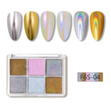 6 Colors Holographics Laser Aurora Solid Mirror Nail Glitter Powder Nails UV Gel Polish Pigment Nail Art Decorations Accessories