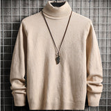 Spring Autumn Acrylic Men&#39;s Sweater Turtleneck Long Sleeve Pullover Knitted Solid Slim Thin Korean Style Fashion Casual Sweater