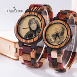 BOBO BIRD Couple Watch Relógio masculino Print Picture Quartz Wood Wristwatch Valentine&#39;s Couple Gifts Custom Logo Dropshippping