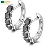 New Arrival 925 Sterling Silver Black VVS Moissanite Diamond Piercing Cuff Huggie Hoop Earrings For Women