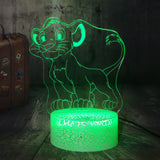 Cartoon Illusion Lamp Boy Room Decoration The King Lion Cute Simba  Crack Base 7 Colors Change USB Touch 3D LED Lamp Night Light