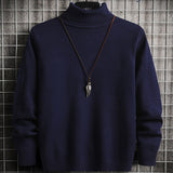 Spring Autumn Acrylic Men&#39;s Sweater Turtleneck Long Sleeve Pullover Knitted Solid Slim Thin Korean Style Fashion Casual Sweater