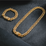 Gold Plated Iced Out Hip Hop CZ Miami Cuban Chain Necklace Thick Miami Cuban Link Chain Hip Hop Necklace