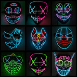 2022Hot Sales Fashion LED Mask Luminous Glowing Halloween Party Mask Neon EL Mask Halloween Cosplay Mask Mascara Horror Maska