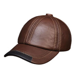 Men's  genuine leather baseball cap hat new male real cow skin adult solid adjustable hats/caps HL100