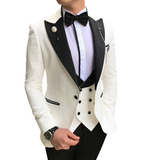 Hot Sale White Wedding Double Breasted Vest Groom Party Business Suits Custom Made Men Suits 3 Pieces Suit For Man