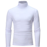 turtleneck for men Solid colour slim elastic thin pullover men Spring Autumn turtleneck men knitting brand long sleeve T-shirt