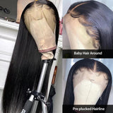 Brazilian Human Hair Lace Front Wig with Baby Hair Silky Straight 5x5 Closure Wig