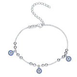 Qings 925 Sterling Silver Adjustable Lucky Blue  Eye Chain Bracelet or Women Girls Birthday Christmas Gift