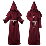 Wizard Costume Halloween Cosplay Medieval Monk Friar Robe Priest Costume Ancient Clothing Christian Suit