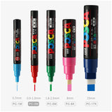 UNI POSCA Marker Pen PC-1M PC-3M PC-5M Set POP Poster Advertising Paint Pen Comic Painting Round Head Stationery Caneta Posca